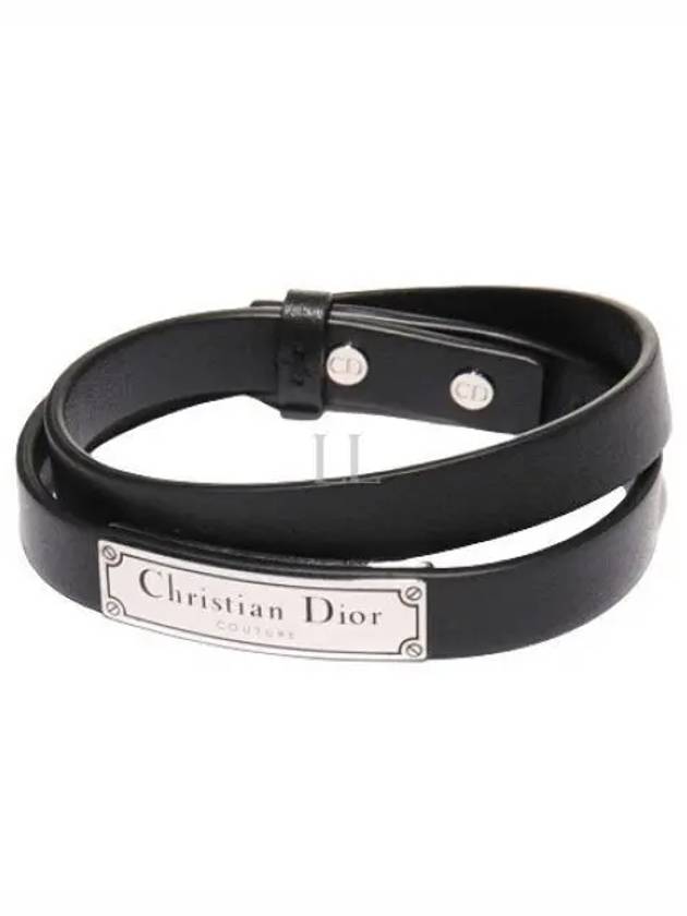 Couture Leather Double Bracelet Black - DIOR - BALAAN 2