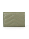 Monogram Quilting Leather Half Wallet Green - SAINT LAURENT - BALAAN 3