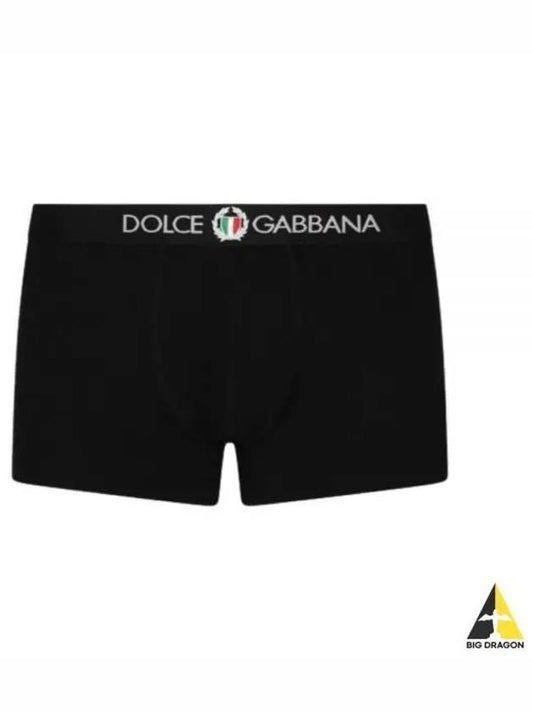 Emblem Decoration Two-Way Stretch Jersey Regular Fit Boxer Briefs Black - DOLCE&GABBANA - BALAAN 2