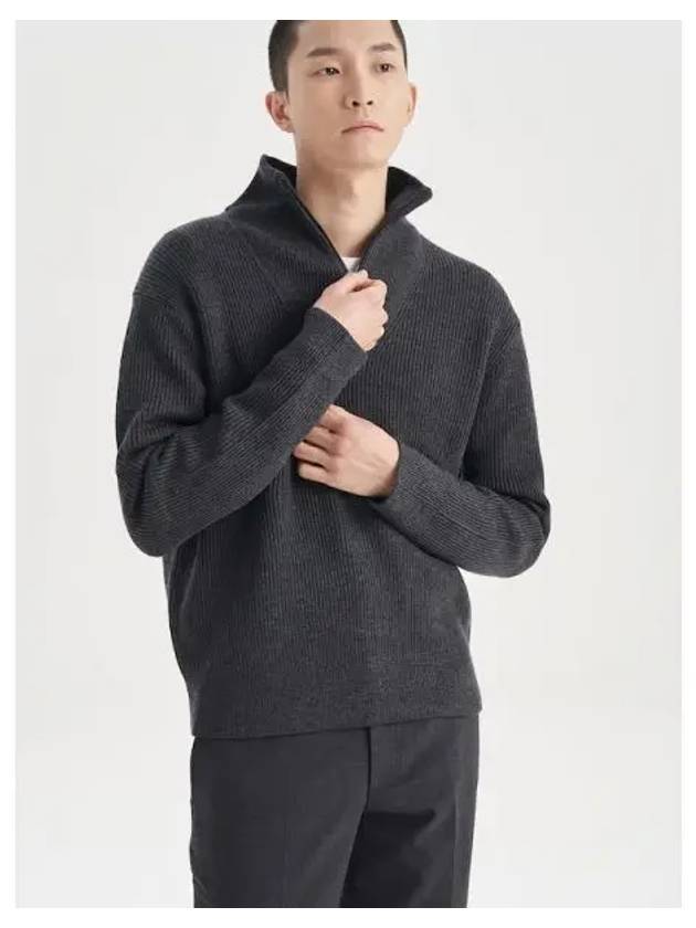 Men s Merino Wool Llama Quarter Zip Up Knit Sweater Melange Domestic Product - THEORY - BALAAN 1