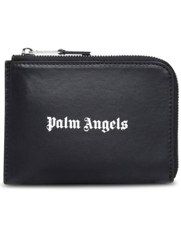 Logo Printed Zipped Card Wallet Black - PALM ANGELS - BALAAN 2