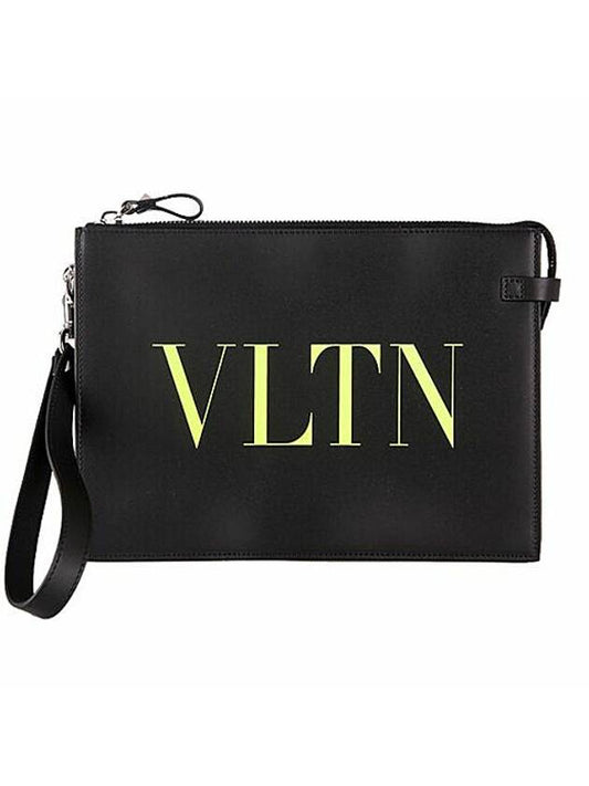 VLTN logo strap clutch bag black yellow - VALENTINO - BALAAN.