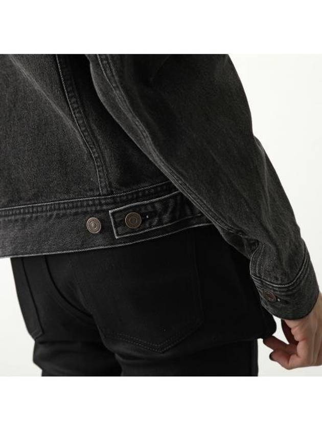 Logo Hoodie Trucker Denim Jacket Charcoal Wash - CELINE - BALAAN 7