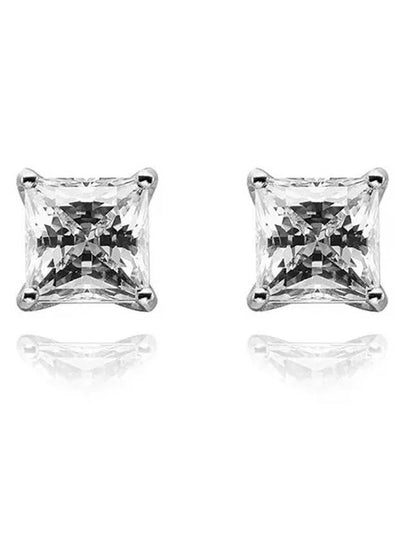 Stilla Attract Princess Cut Stud Earrings Silver - SWAROVSKI - BALAAN 2