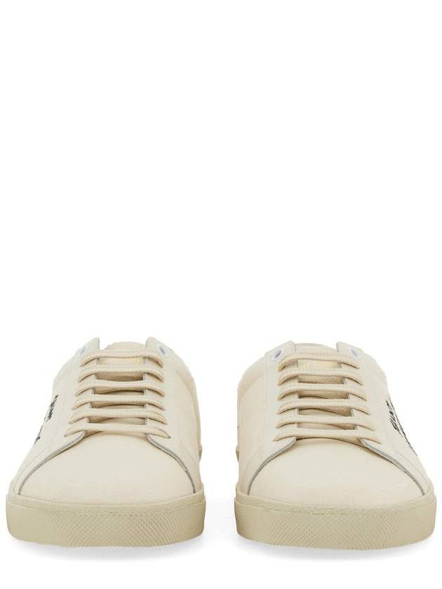 Court Classic SL/06 Embroidered Sneakers In Canvas And Leather Cream - SAINT LAURENT - BALAAN 5