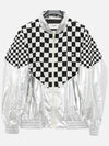 Check Metallic Loose Fit Nylon Jacket Black White - CELINE - BALAAN 4