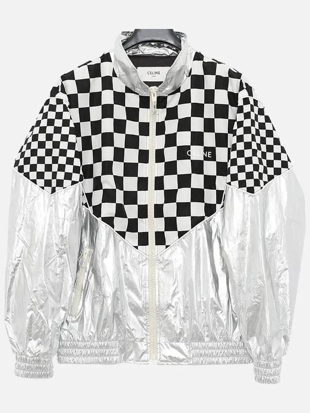 Check Metallic Loose Fit Nylon Jacket Black White - CELINE - BALAAN 2