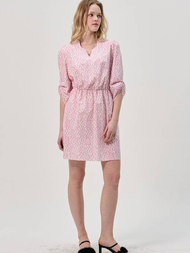 Wave Neck Cotton Dress Pink - SORRY TOO MUCH LOVE - BALAAN 1