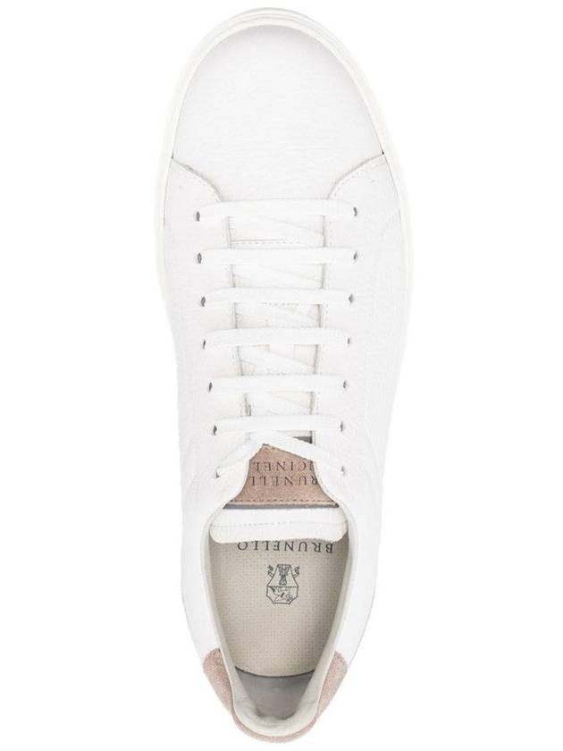 Logo Leather Low Top Sneakers White - BRUNELLO CUCINELLI - BALAAN 5