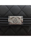 Boy  Flap Card Holder Grained Calfskin Ruthenium Black - CHANEL - BALAAN 5