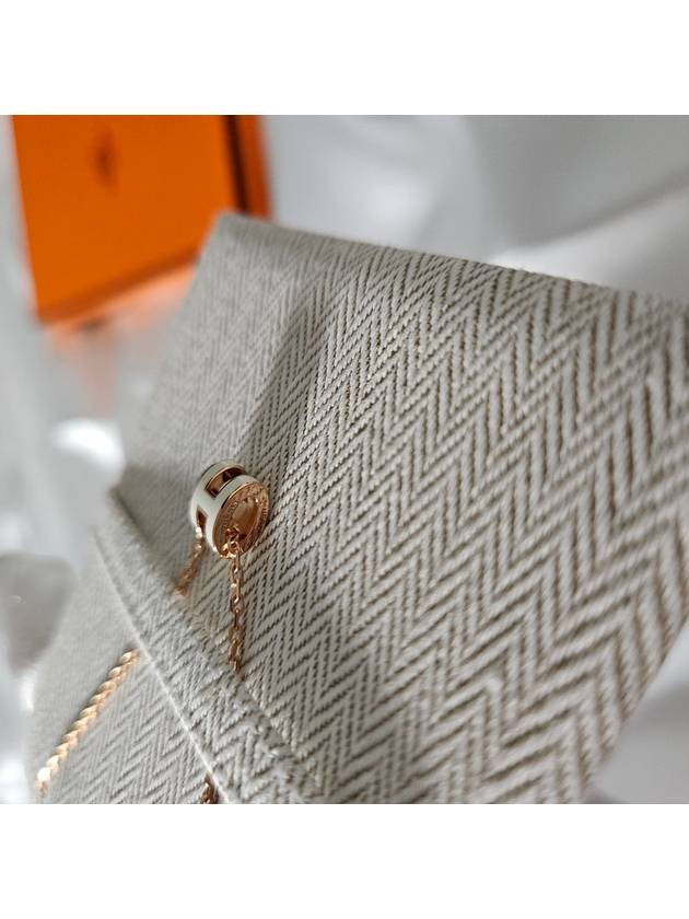 Mini Pop H Pendant Rose Gold & Blanc - HERMES - BALAAN 7