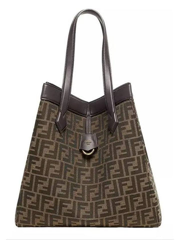 Transformable Tissu FF Jacquard Marron Tote Bag Brown - FENDI - BALAAN 1