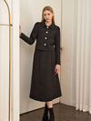 Women's Fancy Tweed Long A-Line Skirt Black - MICANE - BALAAN 3