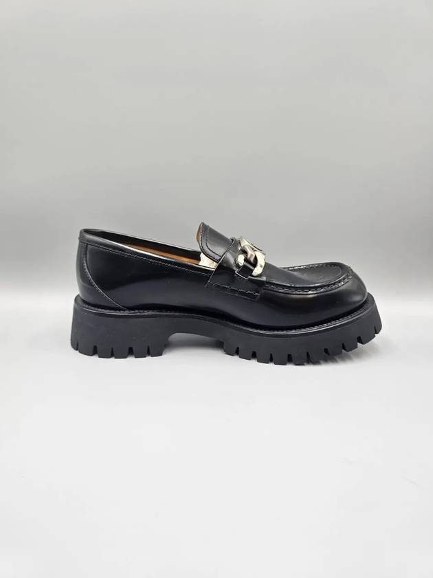 Loafer with Interlocking G Black Leather - GUCCI - BALAAN 6