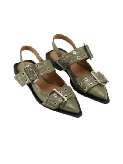 Feminine Buckle Slingback Strap Flat Kalamata - GANNI - BALAAN 2