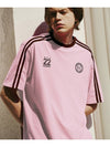 SOCCER FOOTBALL DOUBLE TAPE SHORT SLEEVE T LIGHT PINK - THE GREEN LAB - BALAAN 5