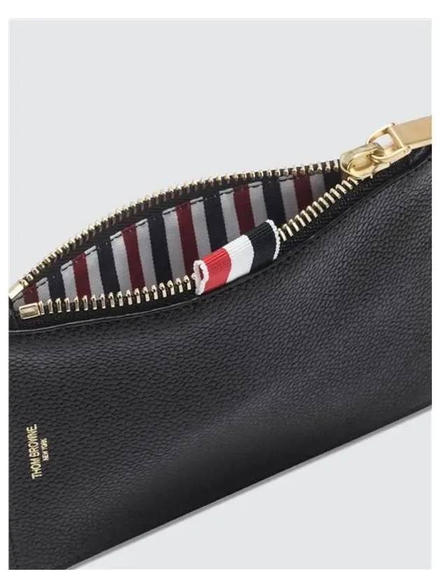 Pebble Grain Three Stripe Tab Small Coin Wallet Black - THOM BROWNE - BALAAN 5