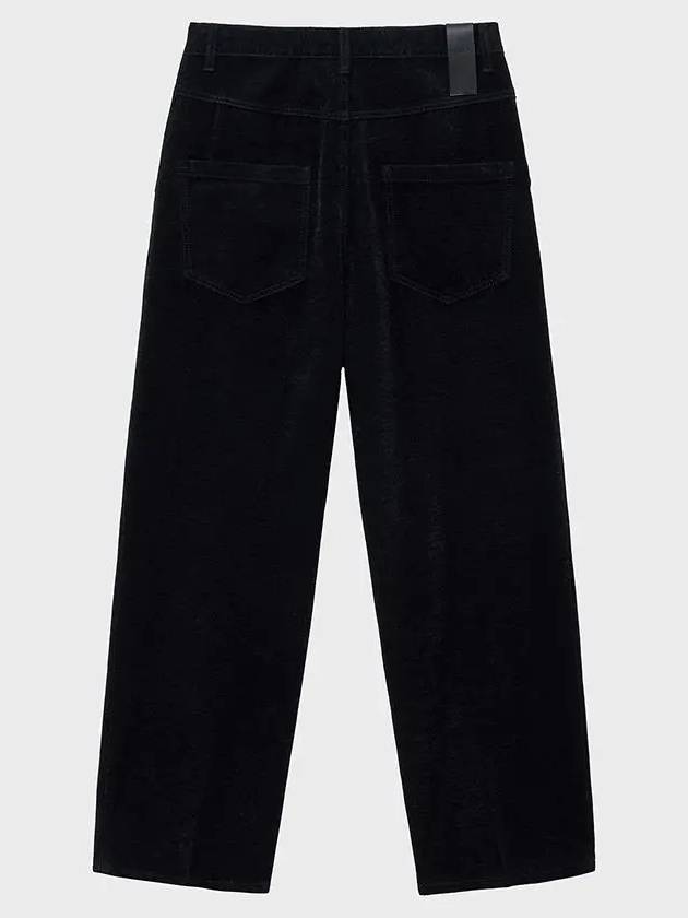 Velvet texture wide denim pants black - NOIRER - BALAAN 4