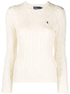 Embroidered Logo Pony Cable Knit Top Cream - POLO RALPH LAUREN - BALAAN 2