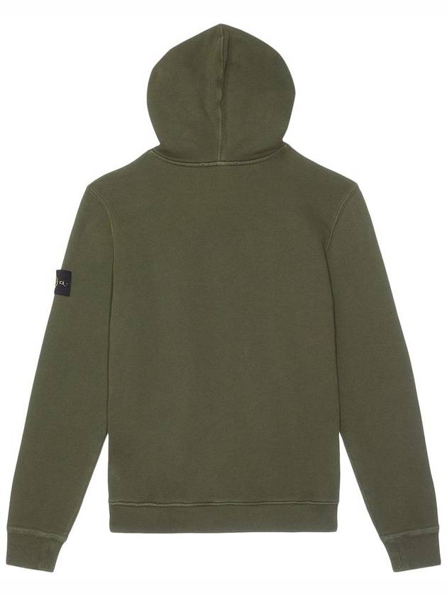 Old Effect Cotton Diagonal Fleece Hoodie Green - STONE ISLAND - BALAAN 3