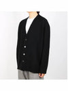 V-neck Button Wool Cardigan Black - JIL SANDER - BALAAN 3