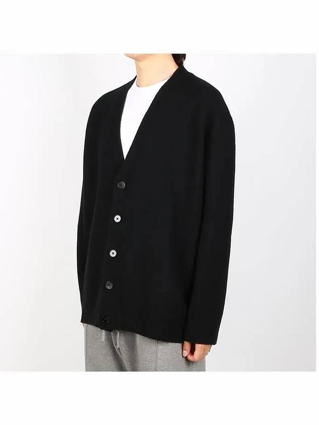 V neck wool cardigan black - JIL SANDER - BALAAN 3