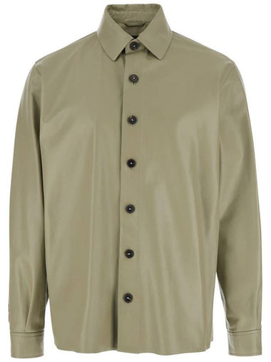 'Lush' Green Shirt With Classic Collar And Contrasting Buttons In Leather Man - ARMA - BALAAN 1