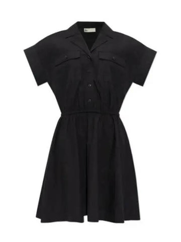 Cotton Poplin Shirt Short Dress Black - TORY BURCH - BALAAN 1