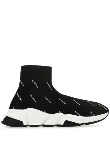 Speed ​​All Over Logo High Top Sneakers Black - BALENCIAGA - BALAAN 1