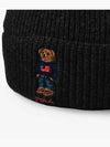 Embroidered Bear Knit Wool Beanie Black - POLO RALPH LAUREN - BALAAN 4