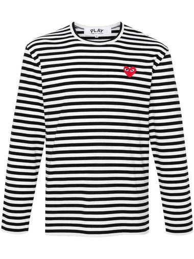 Comme Des Garçons Play Striped Red Heart Long-Sleeved T-Shirt Clothing - COMME DES GARCONS PLAY - BALAAN 1