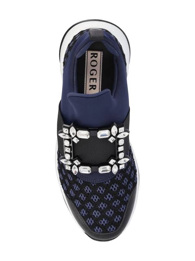 Viv' Run Strass Buckle Sneakers In Technical Fabrics Blue Black - ROGER VIVIER - BALAAN 5