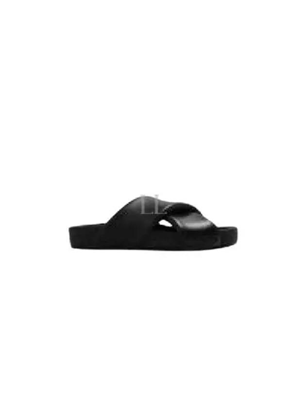 Cross Padded Leather Slippers Black - JIL SANDER - BALAAN 2