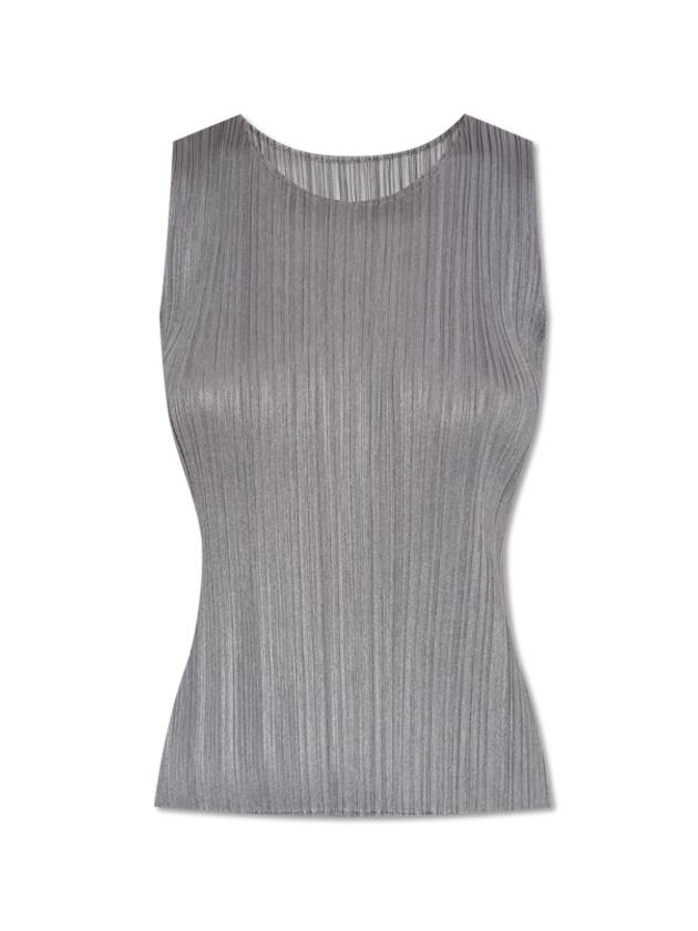 Women's Pleated Basic Sleeveless Grey - ISSEY MIYAKE - BALAAN 2