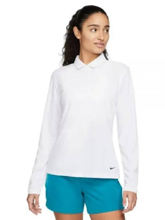 Women's Golf Dri Fit Victory Long Sleeve Polo Shirt White - NIKE - BALAAN 2