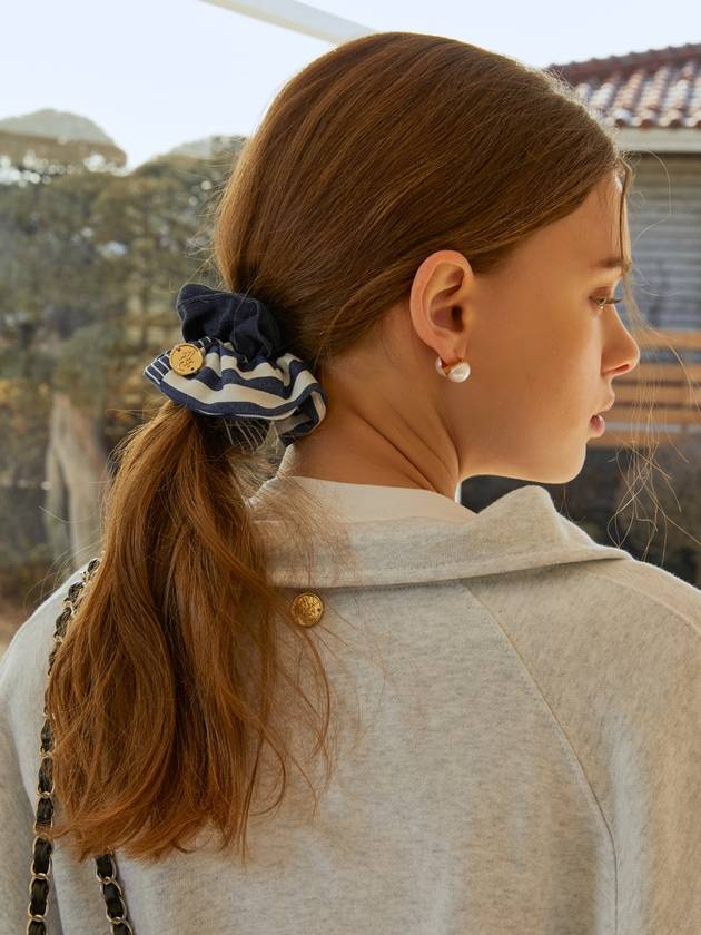 Striped Denim Scrunchie Navy - ANOETIC - BALAAN 4