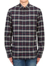 Small Scale Check Stretch Cotton Long Sleeve Shirt Navy - BURBERRY - BALAAN 4