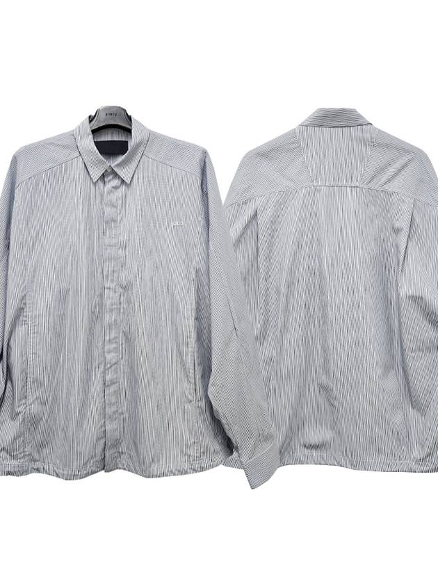 Embroidered Logo Striped Long Sleeve Shirt Sky Blue - JUUN.J - BALAAN 2