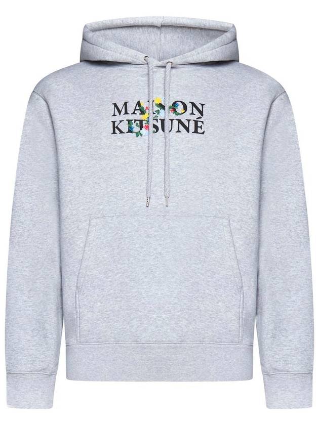 Flowers Comfort Logo Print Hoodie Light Grey Melange - MAISON KITSUNE - BALAAN 2