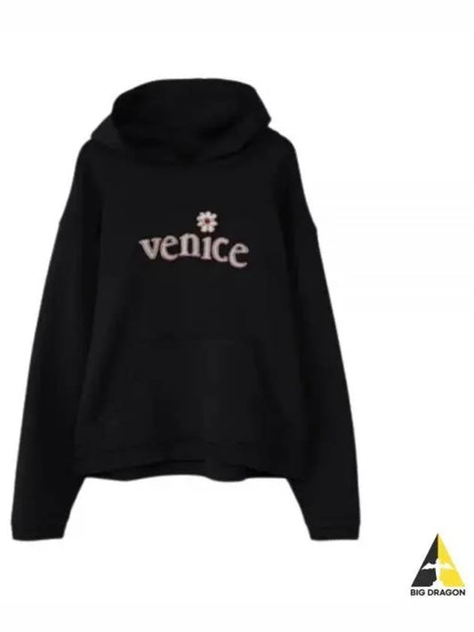 Venice Patch Hoodie Knit Black 07T021 Hooded Sweatshirt - ERL - BALAAN 1
