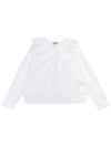 Cotton Poplin Ruffle V-Neck Blouse Bright White - GANNI - BALAAN 2