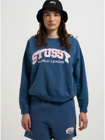 AU Australian World League Sweatshirt ST135301 Pigment Blue WOMENS - STUSSY - BALAAN 1