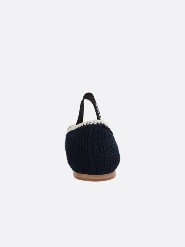 Elastic Band Detail Crochet Knit Ballerina Navy - MIU MIU - BALAAN 4