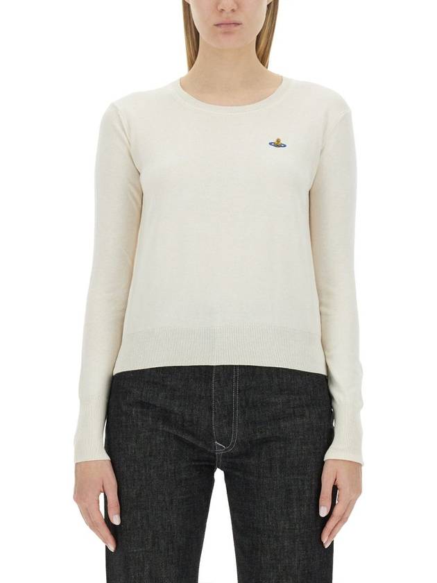 ORB Embroid Logo Knit Top Cream - VIVIENNE WESTWOOD - BALAAN 2