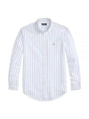 Embroidered Pony Logo Striped Long Sleeve Shirt Light Blue - POLO RALPH LAUREN - BALAAN 2