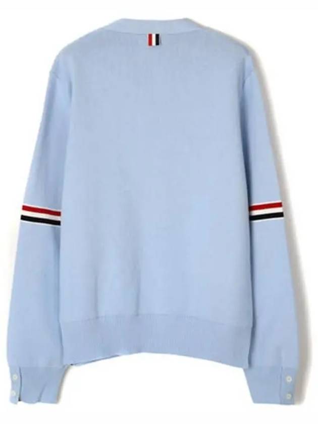 Milano Stitch Sprite Armband Cotton V-neck Cardigan Light Blue - THOM BROWNE - BALAAN 3