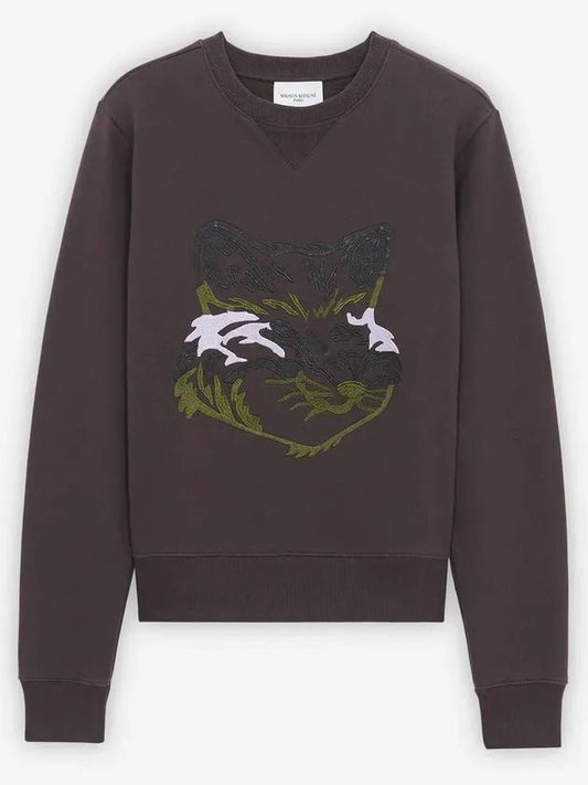 Sweatshirt Women's Big Fox Embroidery Sweatshirt Chocolate HW00316KM0020 - MAISON KITSUNE - BALAAN 2