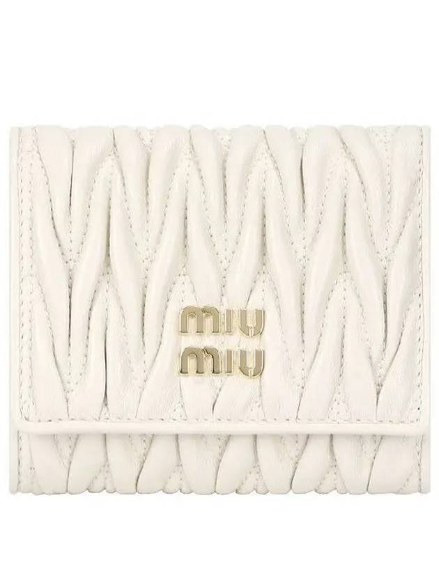 Matelasse Logo Calfskin Half Wallet White - MIU MIU - BALAAN 2