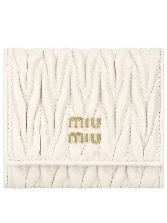 Matelasse Logo Calfskin Half Wallet White - MIU MIU - BALAAN 2