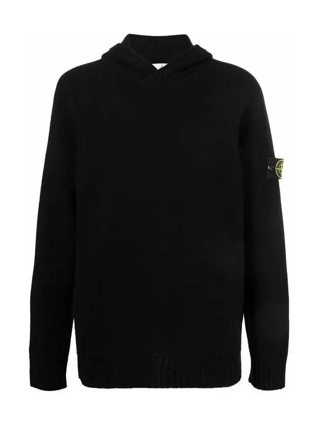 Wappen Patch Hooded Knit Top Black - STONE ISLAND - BALAAN 2